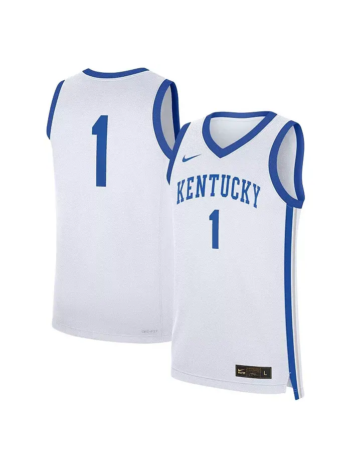 Мужская реплика домашней футболки Kentucky Wildcats, белая, №1 Nike — изображение 1 из 3