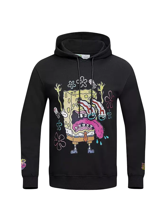 Мужская черная толстовка с капюшоном SpongeBob SquarePants Messy and Gross Bob Freeze Max — изображение 2 из 5