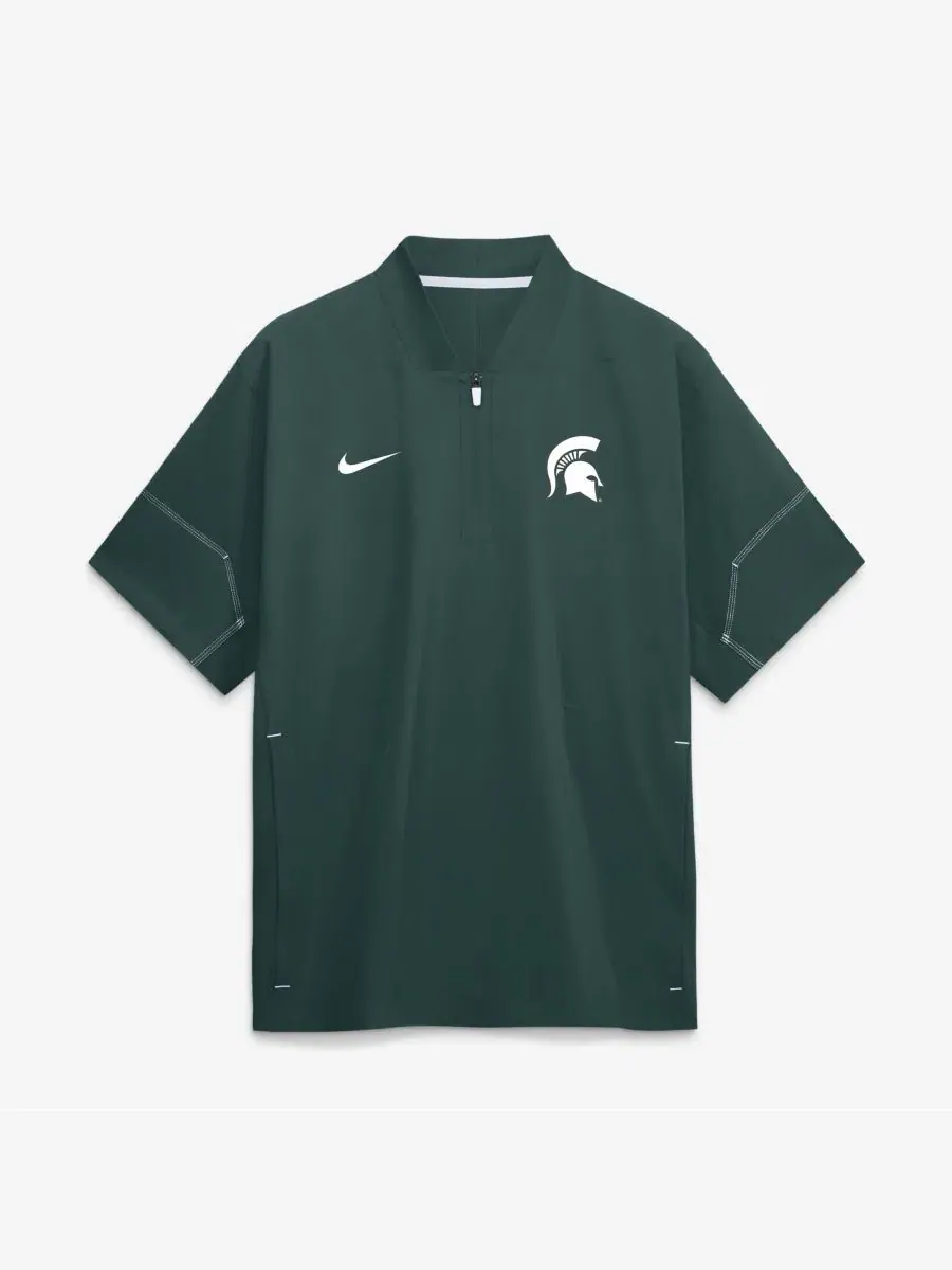 Куртка-тренч с коротким рукавом и четверть-молнией Michigan State Spartans 2026 Sideline Nike — изображение 1 из 2, зеленый