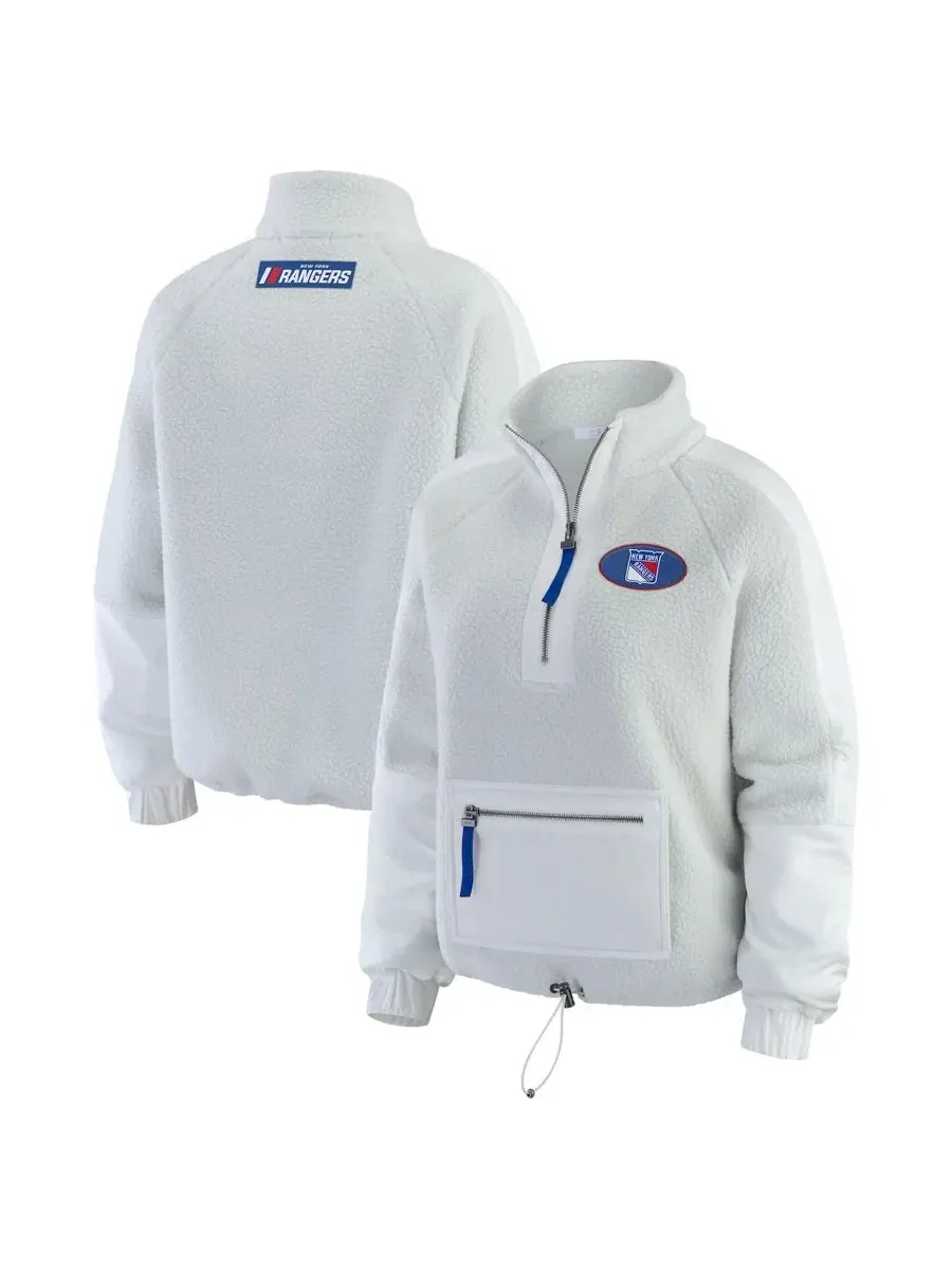 Женская куртка Polar Fleece Quarter-Zip с принтом New York Rangers WEAR by Erin Andrews — изображение 1 из 5, серый