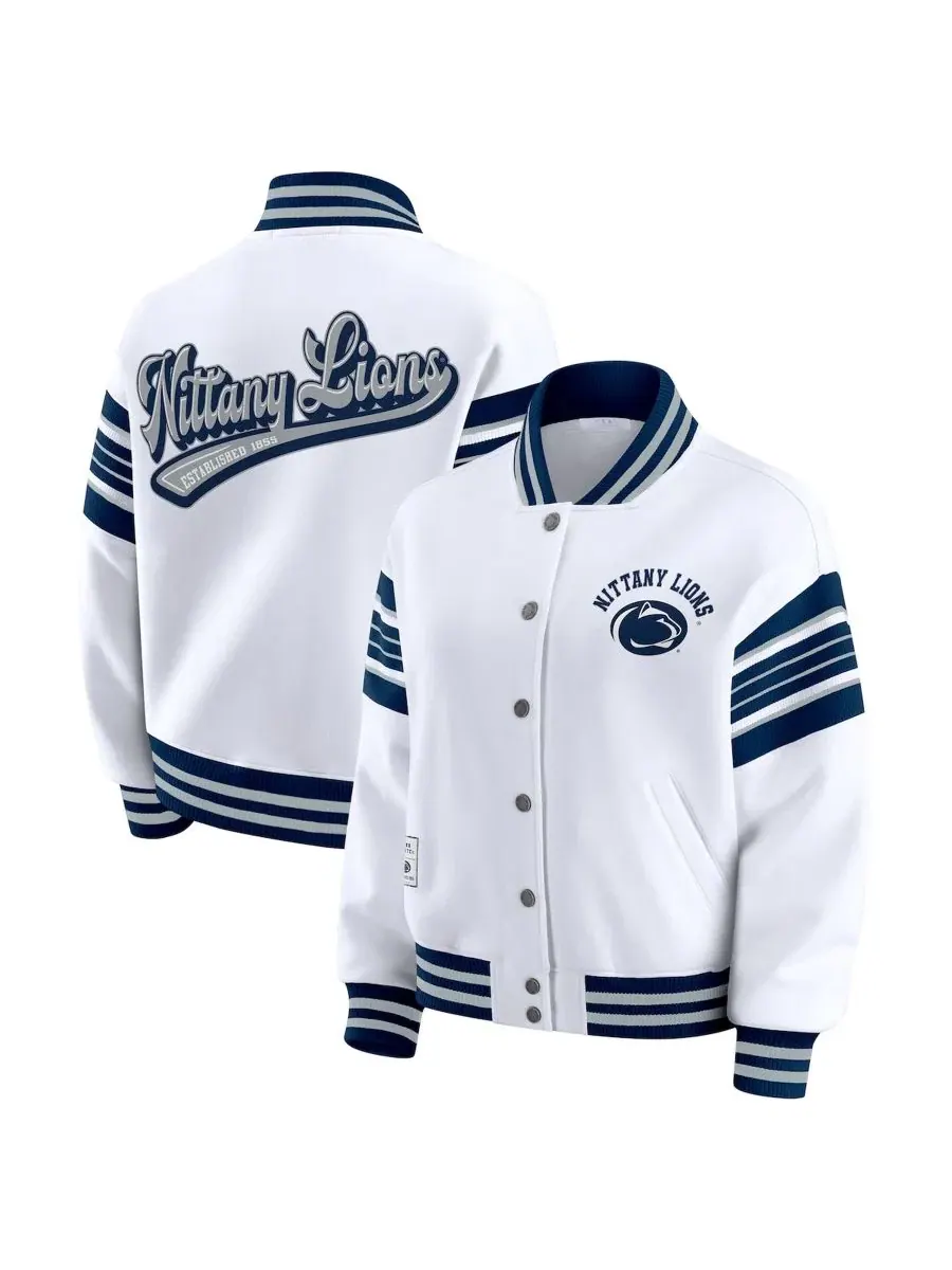 Женская куртка-свитшот на кнопках с принтом Penn State Nittany Lions WEAR by Erin Andrews — изображение 1 из 5, белый