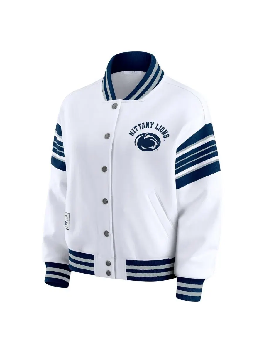 Женская куртка-свитшот на кнопках с принтом Penn State Nittany Lions WEAR by Erin Andrews — изображение 2 из 5, белый
