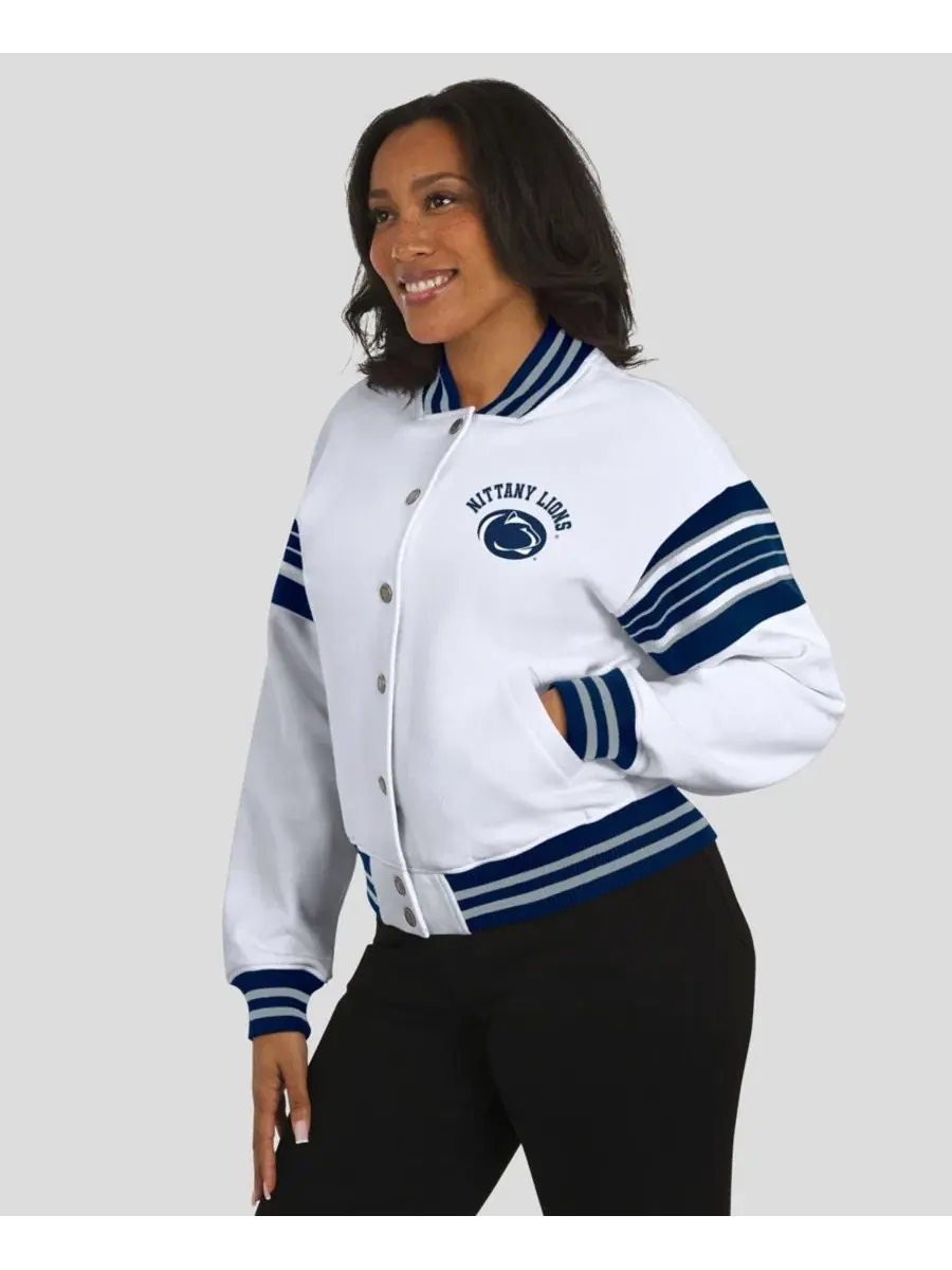 Женская куртка-свитшот на кнопках с принтом Penn State Nittany Lions WEAR by Erin Andrews — изображение 4 из 5, белый