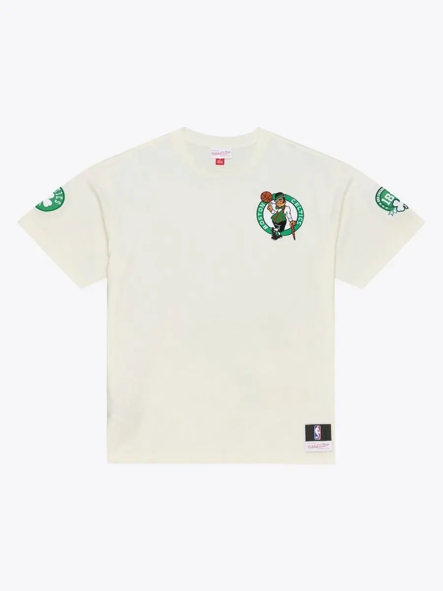 Футболка классического кроя с аппликацией Boston Celtics Hardwood Classics Chainstitch Premium — изображение 1 из 4, бежевый