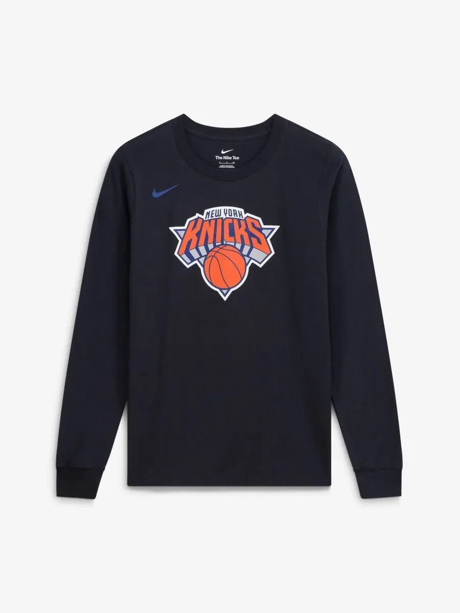 Футболка с длинным рукавом с принтом New York Knicks Nike — изображение 1 из 3, черный