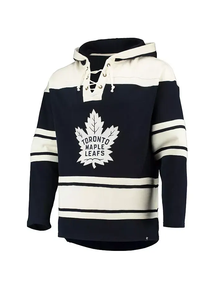 Мужская толстовка с капюшоном на шнурках Auston Matthews синего цвета Toronto Maple Leafs с именем — изображение 4 из 4