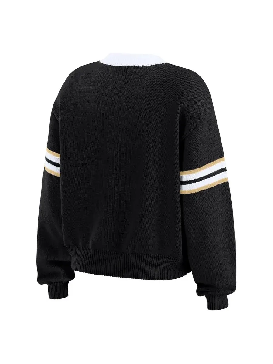 Женский пуловер-худи с кружевной шнуровкой New Orleans Saints WEAR by Erin Andrews — изображение 3 из 4, черный