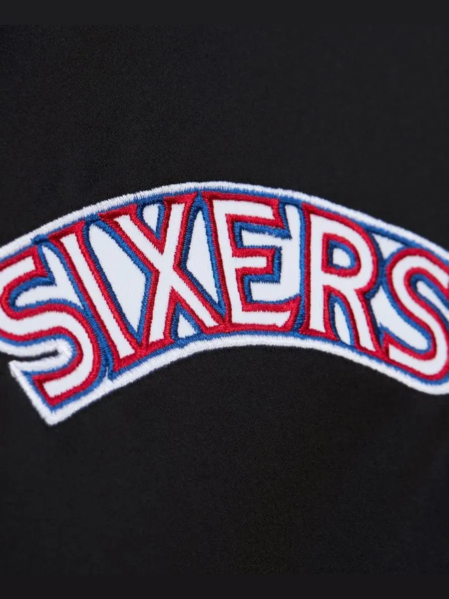 Куртка-бомбер с принтом Philadelphia 76ers Mitchell & Ness — изображение 2 из 7, черный