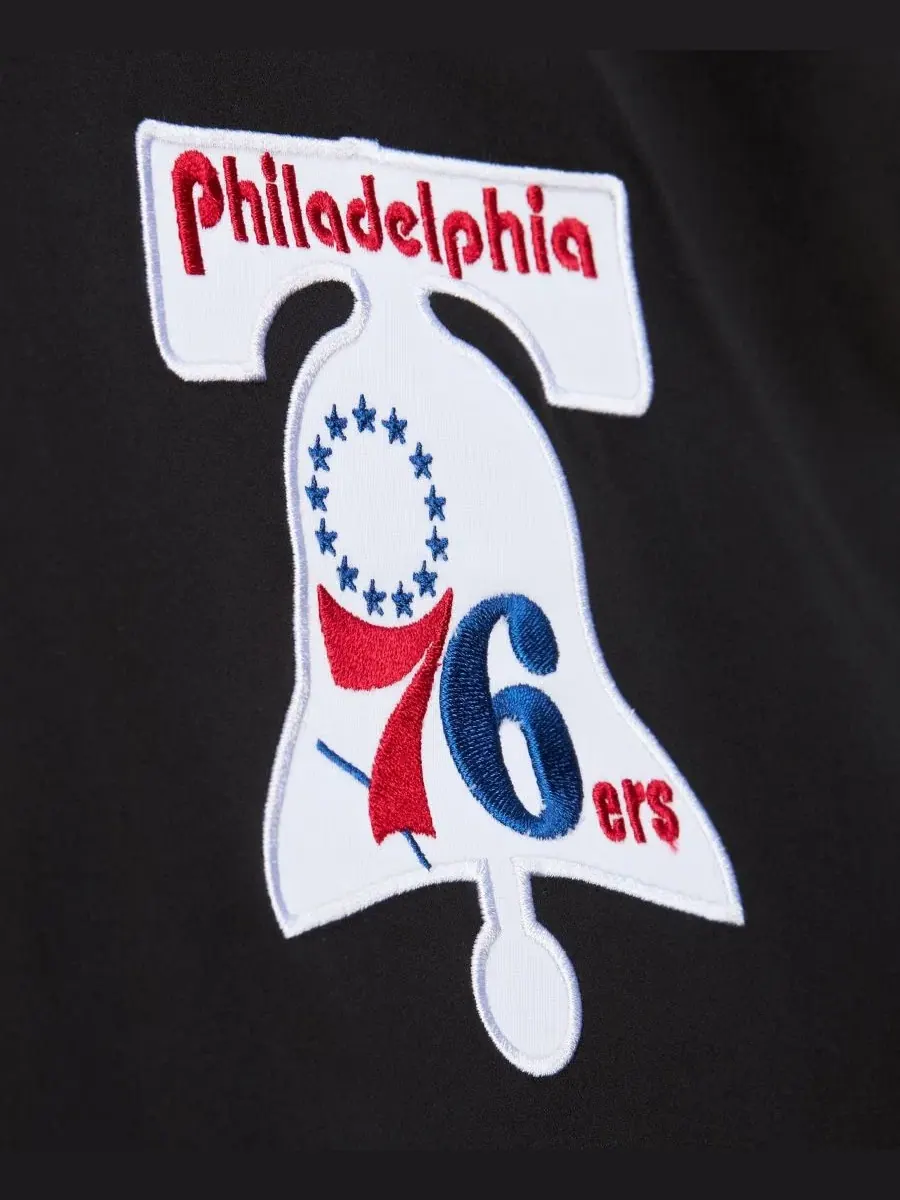 Куртка-бомбер с принтом Philadelphia 76ers Mitchell & Ness — изображение 3 из 7, черный