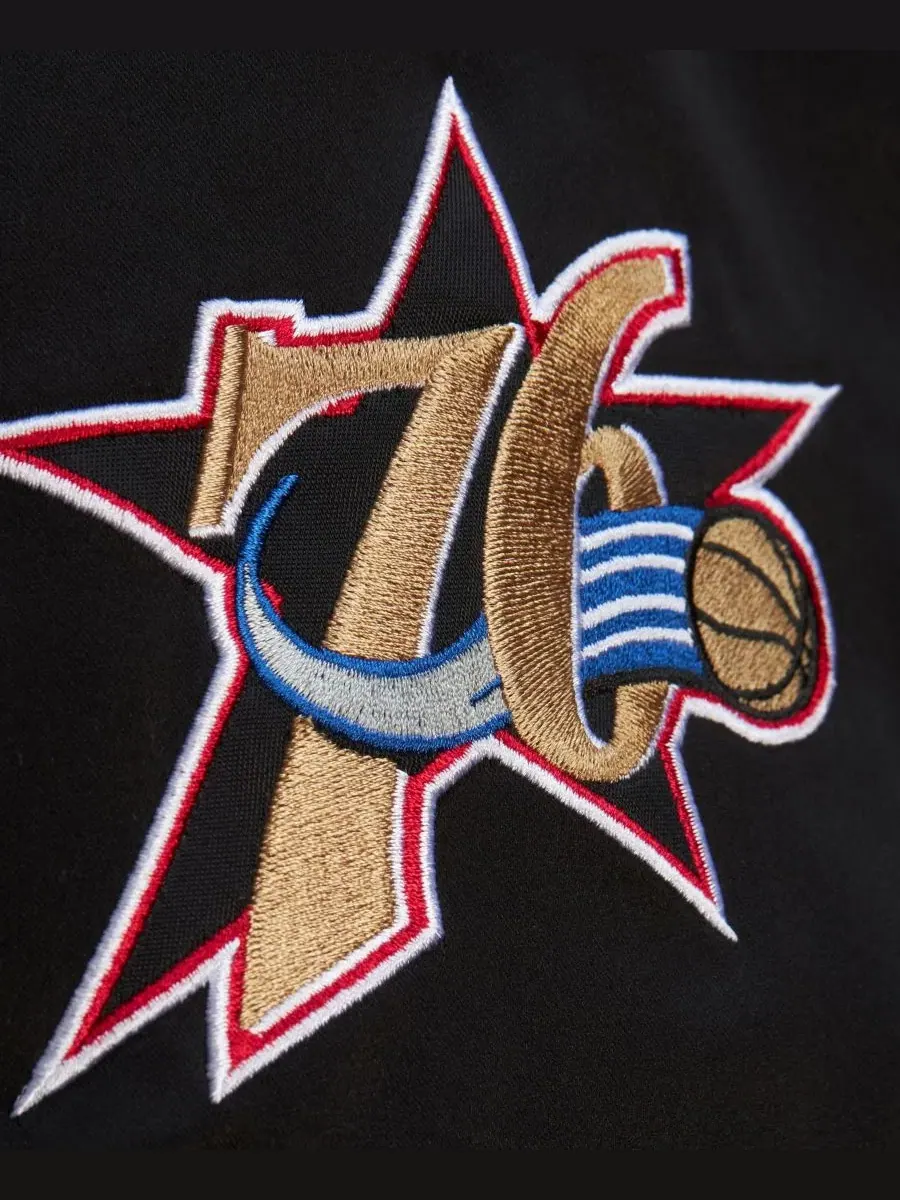 Куртка-бомбер с принтом Philadelphia 76ers Mitchell & Ness — изображение 4 из 7, черный