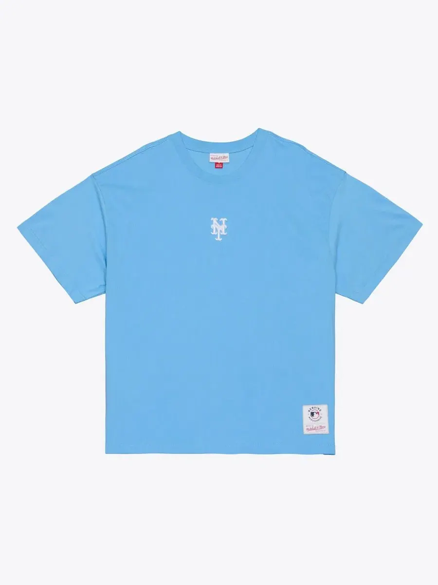 Футболка с вышитым логотипом New York Mets Mitchell & Ness — изображение 1 из 5, светлый синий