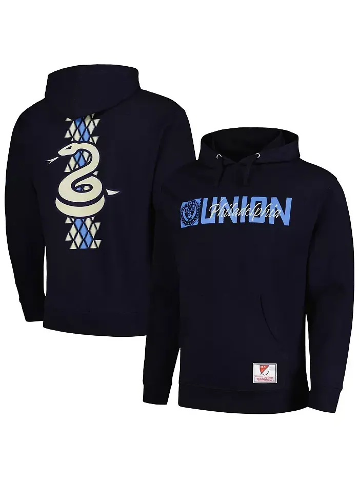 Мужской синий худи Philadelphia Union 2024 Hook Snake с застежкой-молнией Mitchell & Ness — изображение 1 из 3