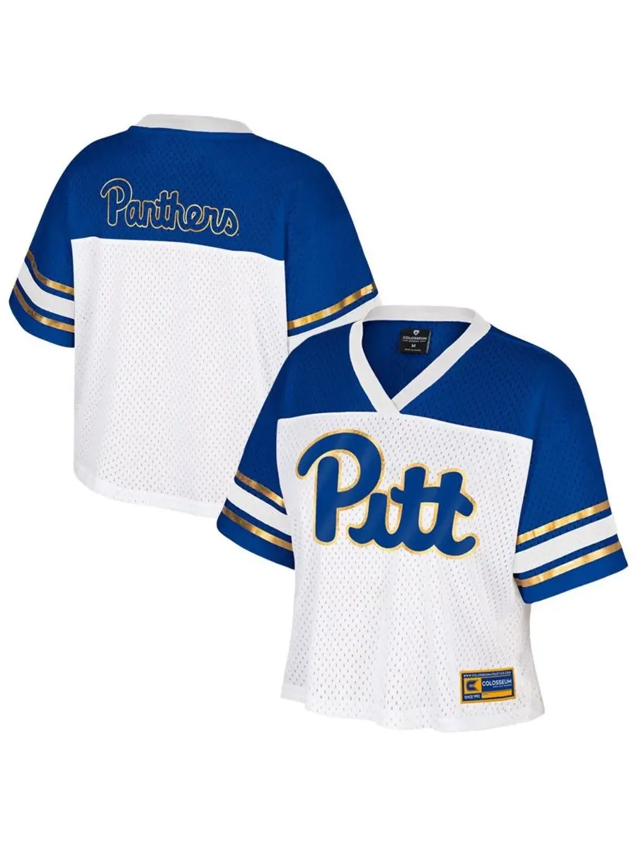 Colosseum Женская белая укороченная футболка Pitt Panthers Treasure для американского футбола — изображение 1 из 3, белый