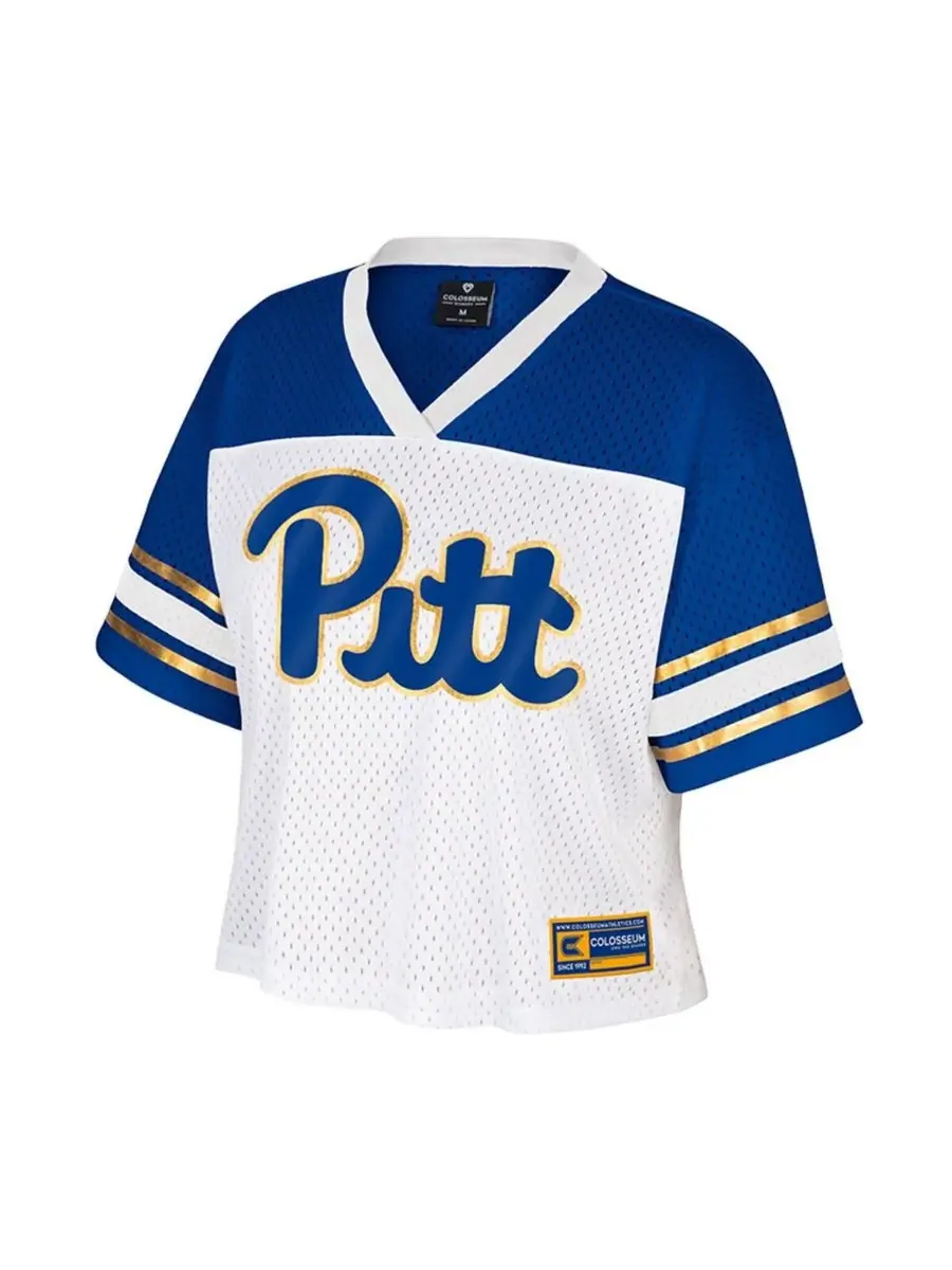 Colosseum Женская белая укороченная футболка Pitt Panthers Treasure для американского футбола — изображение 2 из 3, белый