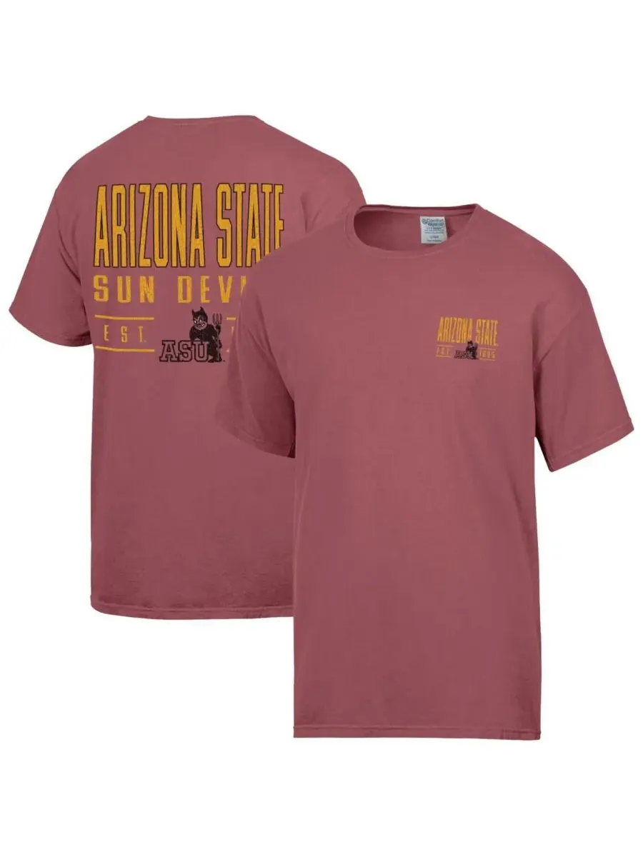 Comfortwash Мужская бордовая футболка с логотипом команды Arizona State Sun Devils — коричневый