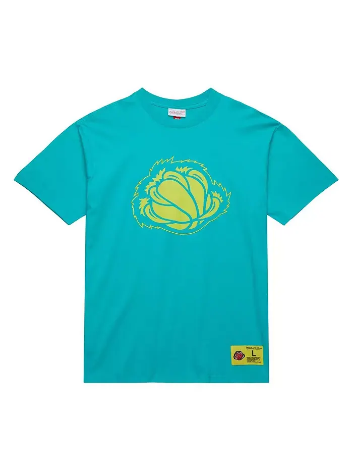 Мужская футболка Vancouver Grizzlies Hardwood Classics Neon Nights премиум-класса бирюзового цвета — изображение 2 из 3