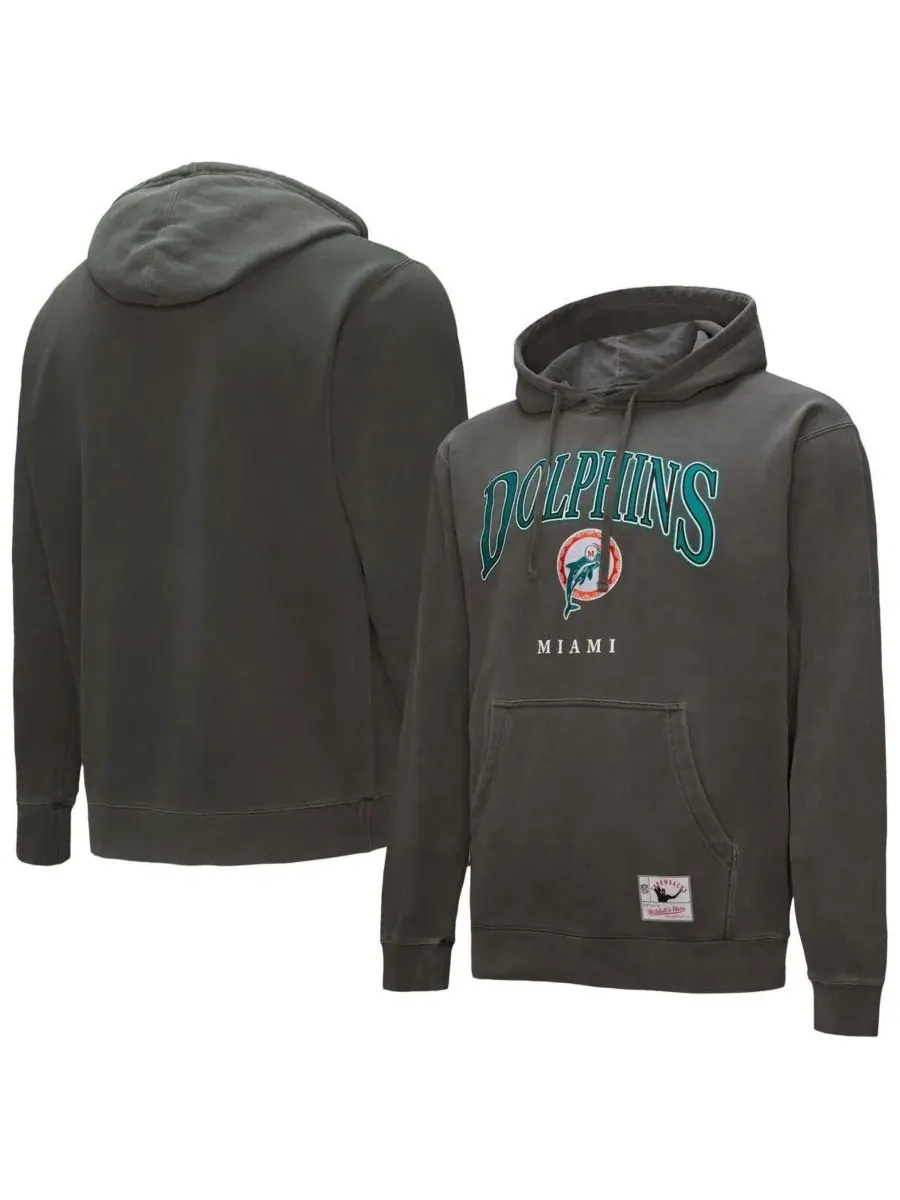 Mitchell & Ness Мужская серая толстовка с капюшоном Miami Dolphins Slot Pullover Hoodie — изображение 1 из 5, серый
