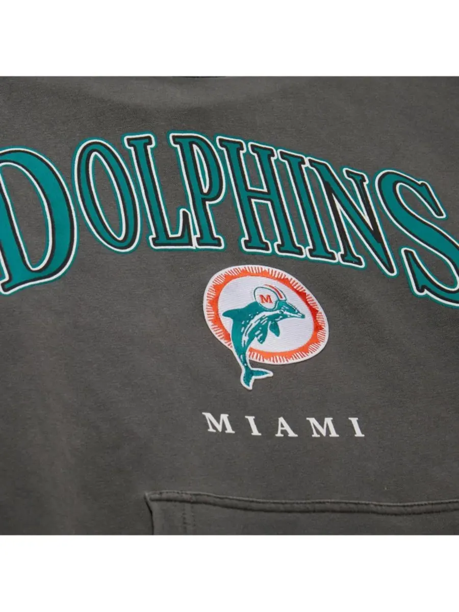 Mitchell & Ness Мужская серая толстовка с капюшоном Miami Dolphins Slot Pullover Hoodie — изображение 4 из 5, серый