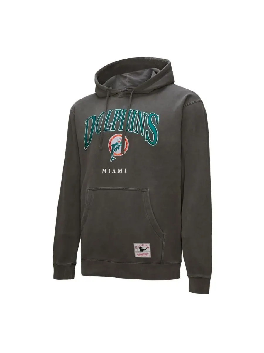 Mitchell & Ness Мужская серая толстовка с капюшоном Miami Dolphins Slot Pullover Hoodie — изображение 5 из 5, серый