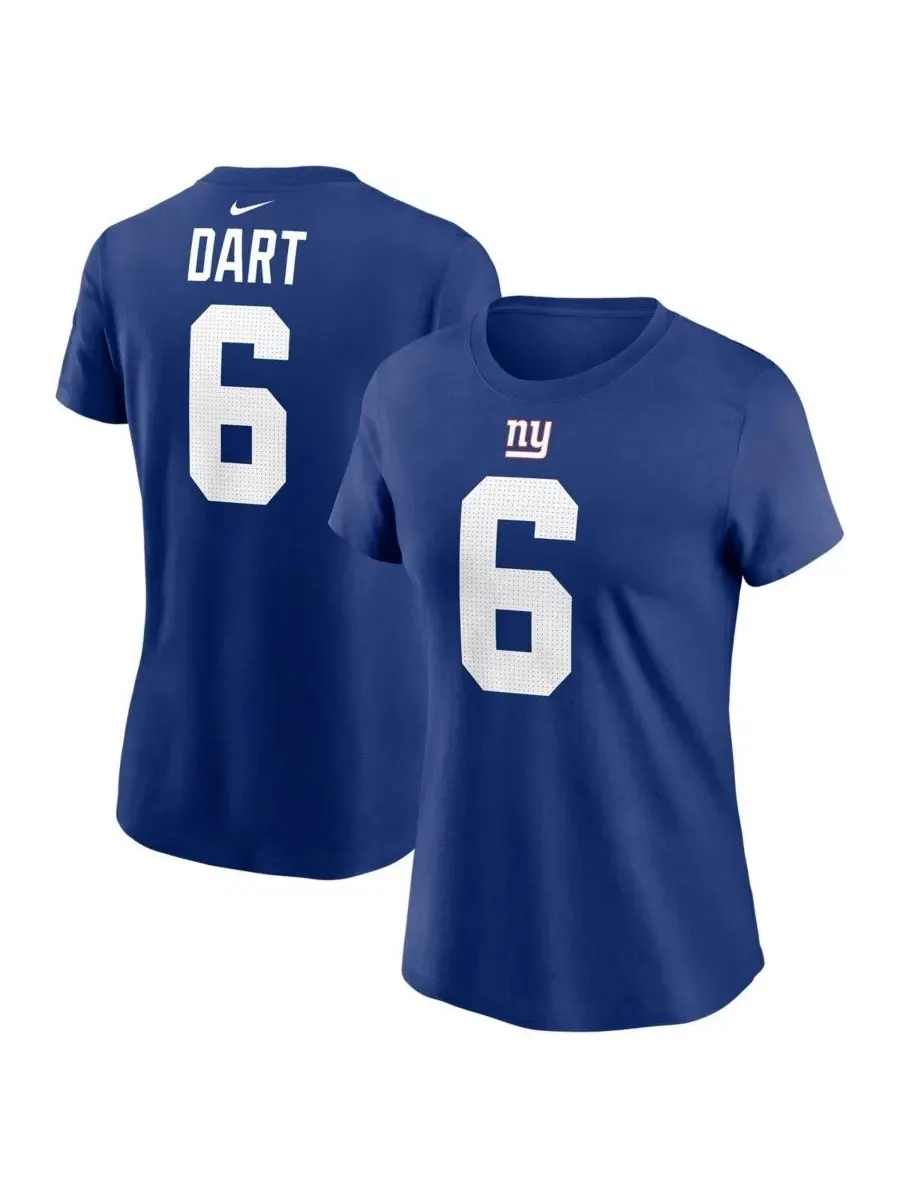 Женская футболка Jaxson Dart Royal New York Giants с именем и номером игрока Nike — изображение 1 из 3, королевский