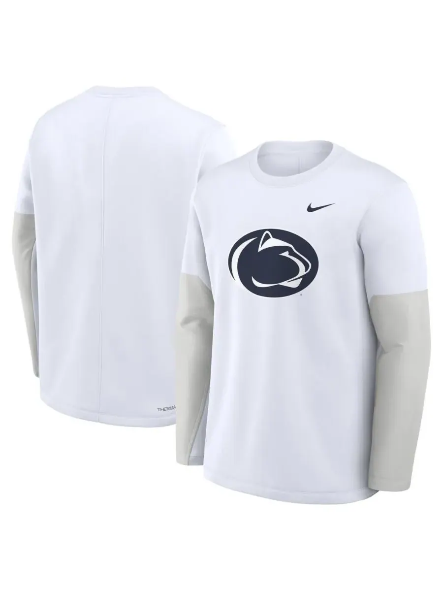 Nike Мужская белая футболка с длинным рукавом Penn State Nittany Lions 2025 Sideline Coach — изображение 4 из 5, белый