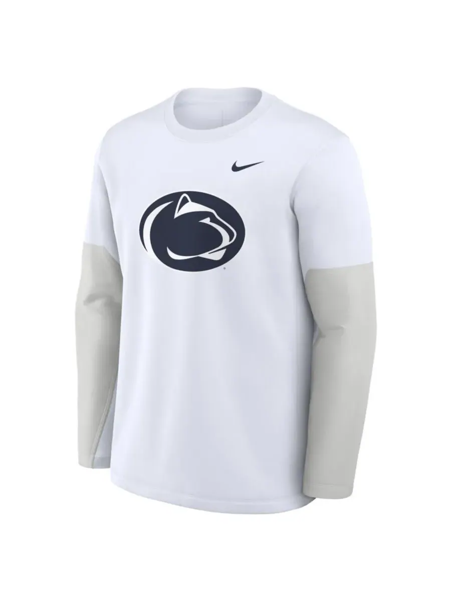 Nike Мужская белая футболка с длинным рукавом Penn State Nittany Lions 2025 Sideline Coach — изображение 5 из 5, белый