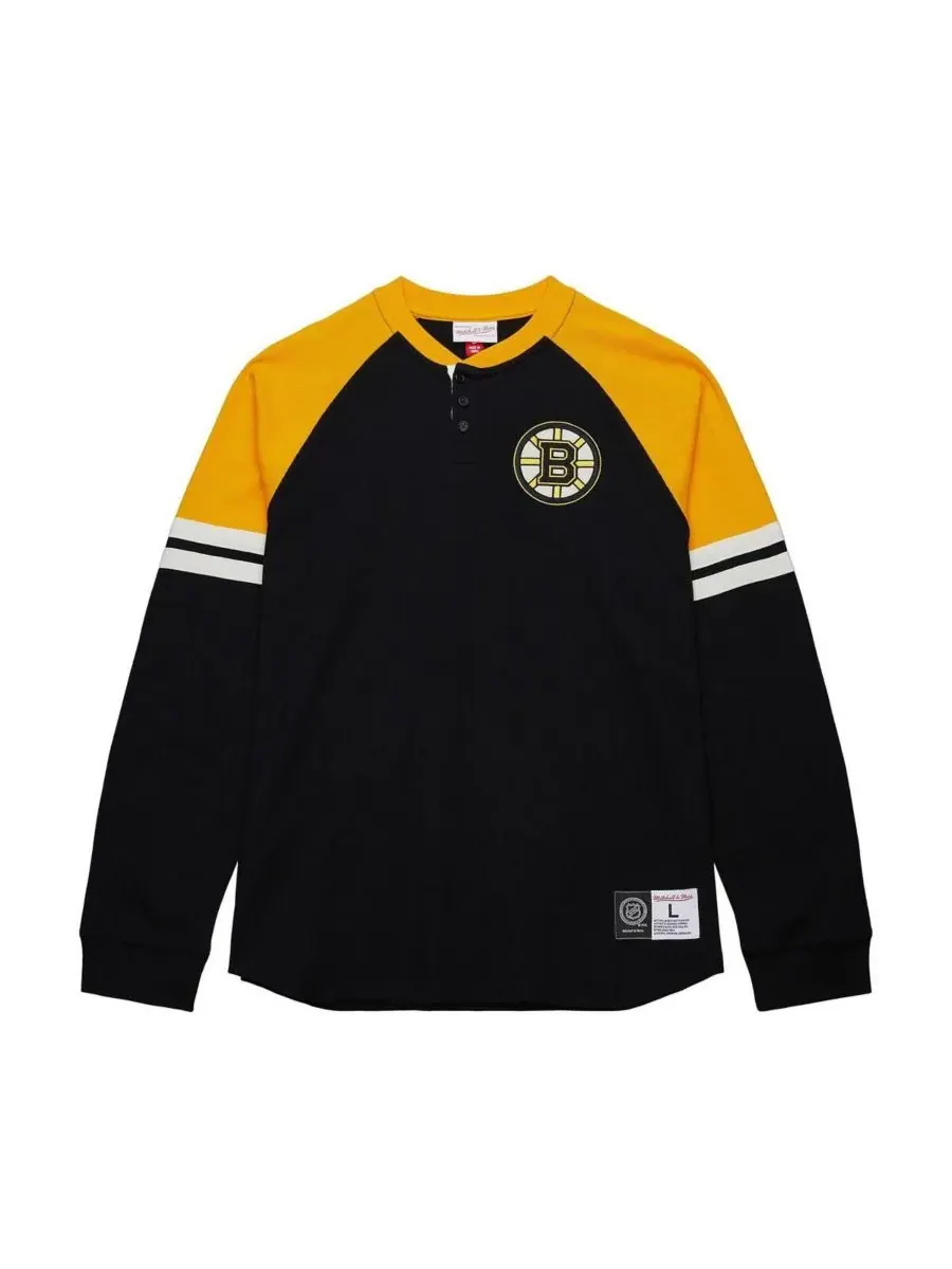 Mitchell & Ness Мужская черная термофутболка с длинными рукавами Boston Bruins — изображение 1 из 2, черный