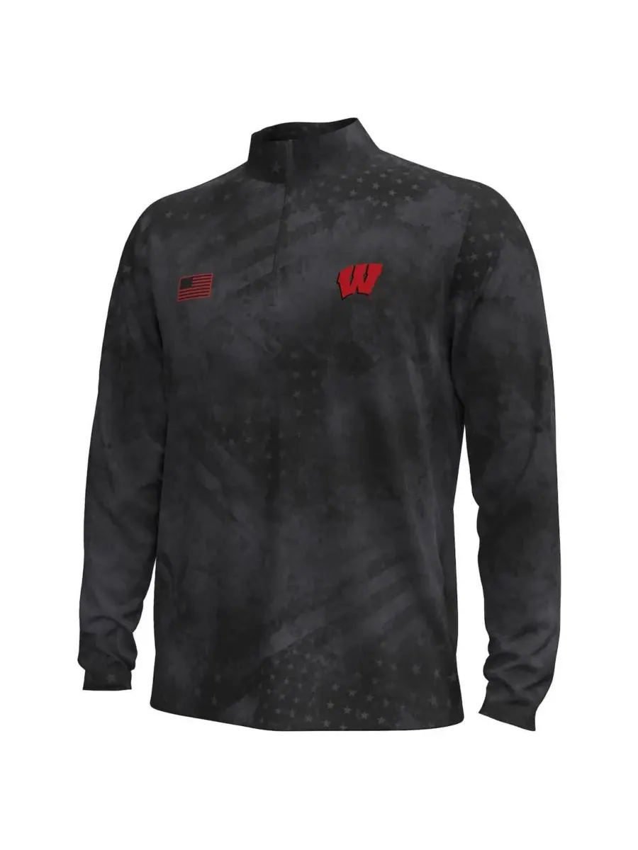 Under Armour Мужская черная толстовка Wisconsin Badgers Freedom Collection ArmorFuse с половинной — изображение 3 из 3
