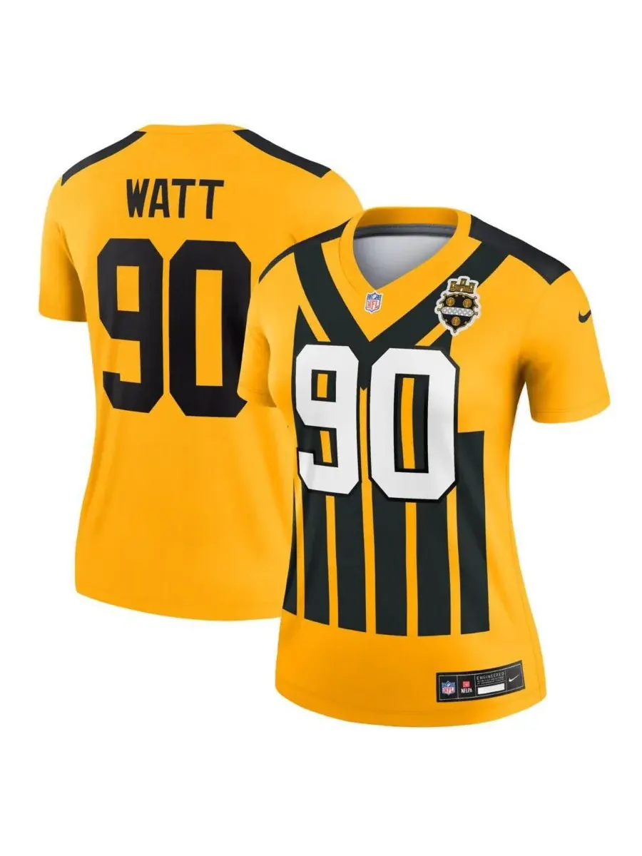 Женская золотая футболка TJ Watt Pittsburgh Steelers Alternate 1933 Throwback Legend Player — изображение 1 из 3, золото