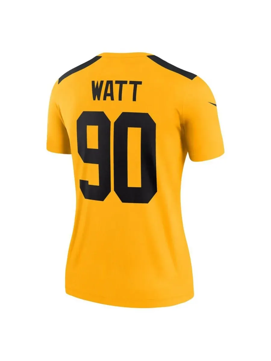 Женская золотая футболка TJ Watt Pittsburgh Steelers Alternate 1933 Throwback Legend Player — изображение 3 из 3, золото