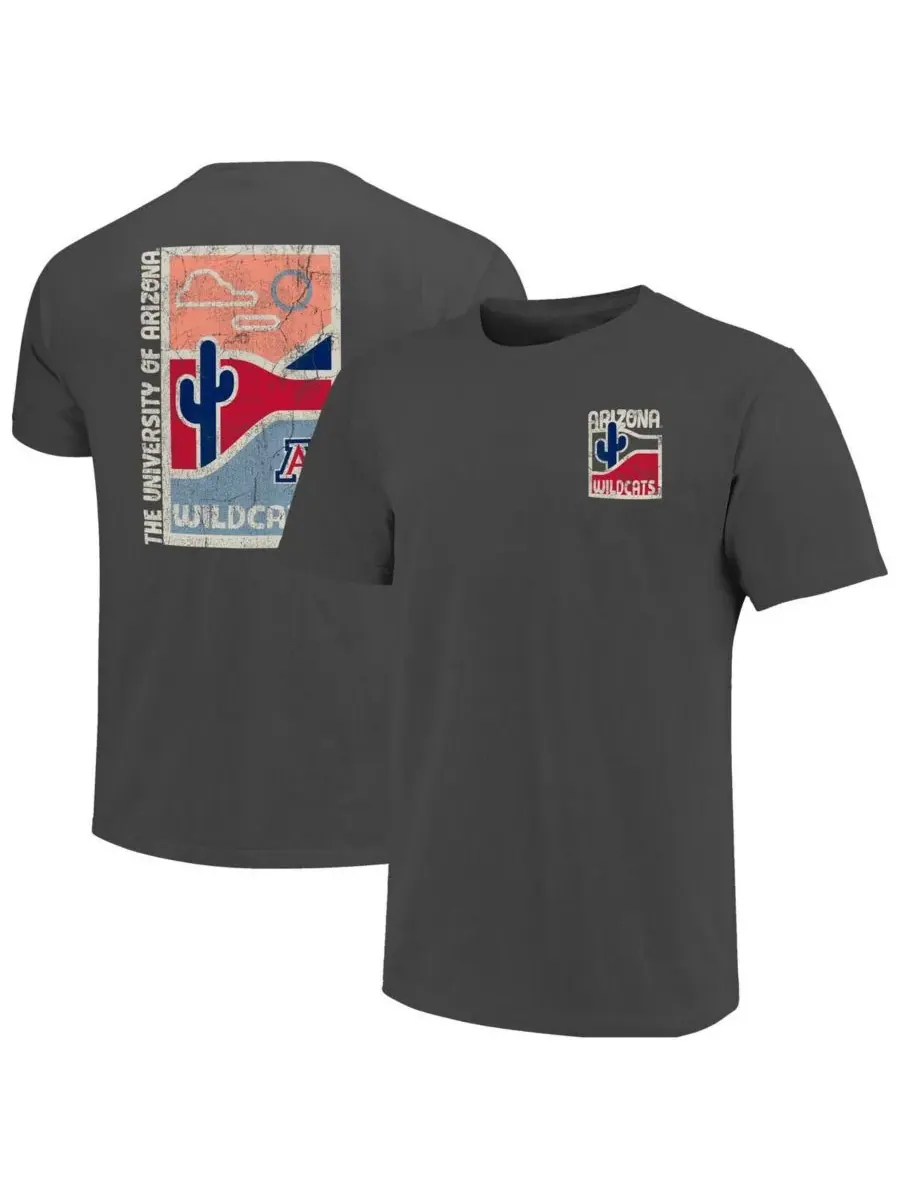 Image One Мужская футболка Arizona Wildcats Graphite Comfort Colors Minimal Vista Distressed