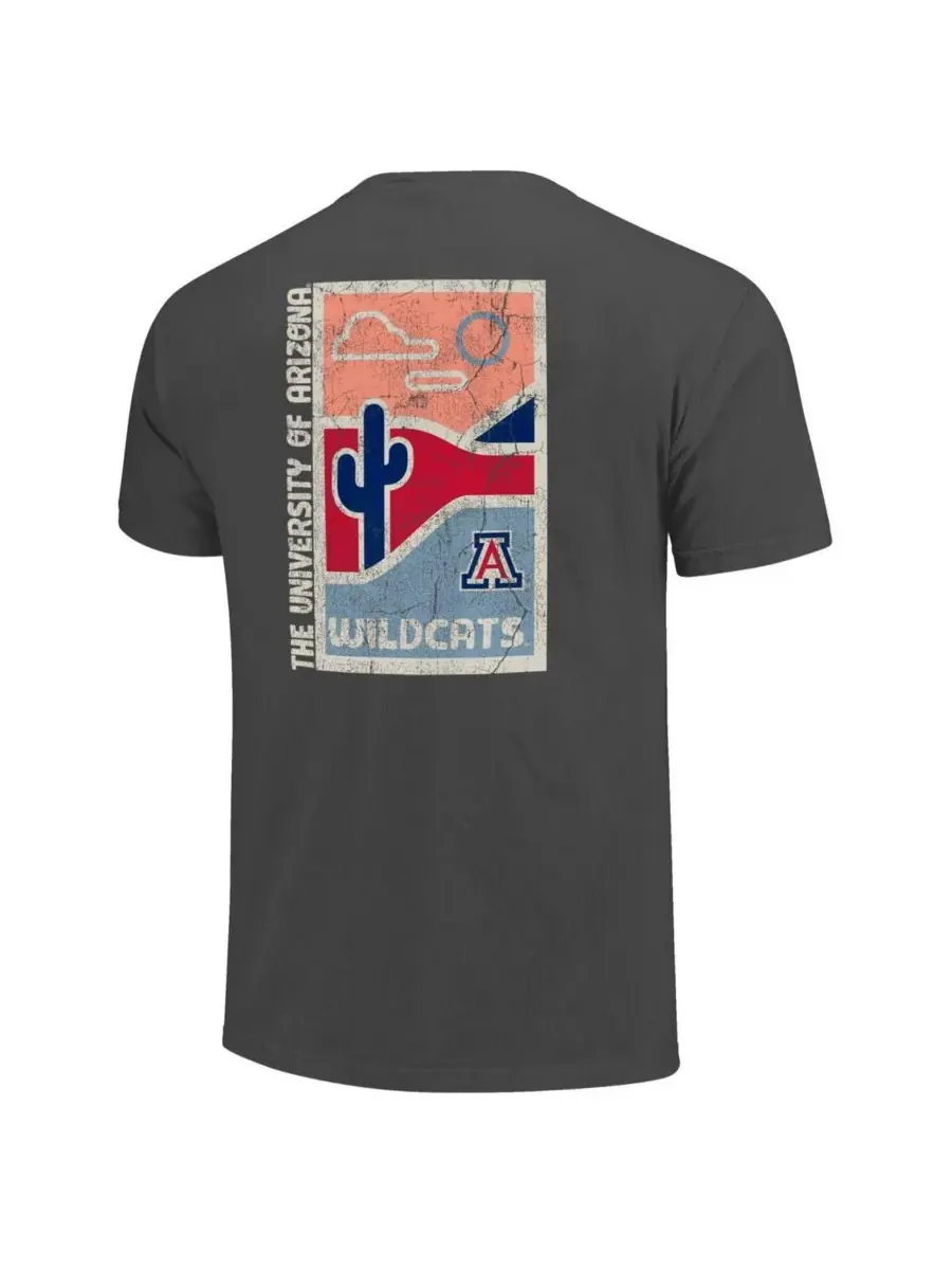 Image One Мужская футболка Arizona Wildcats Graphite Comfort Colors Minimal Vista Distressed — изображение 3 из 3, серый