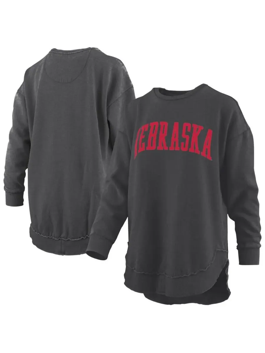 Pressbox Женская черная пончо Nebraska Huskers из меланжевого флиса с длинными рукавами — изображение 1 из 3, черный