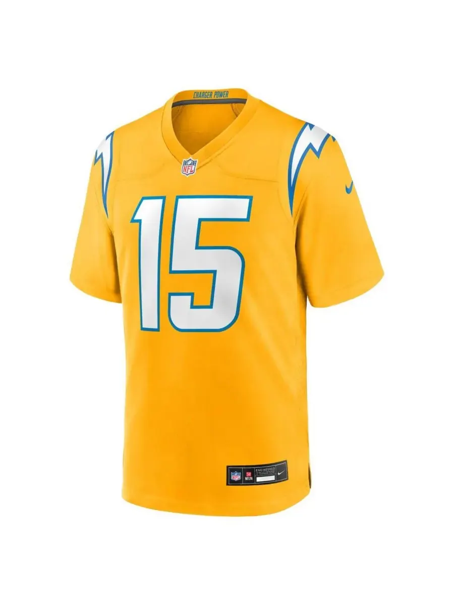 Мужская золотая футболка Ladd McConkey Los Angeles Chargers Alternate Charger Power Game Player — изображение 2 из 3, золото