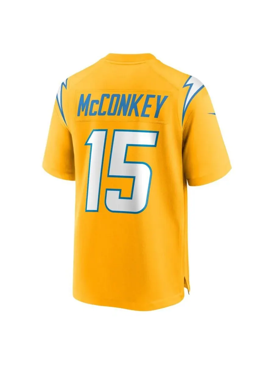 Мужская золотая футболка Ladd McConkey Los Angeles Chargers Alternate Charger Power Game Player — изображение 3 из 3, золото