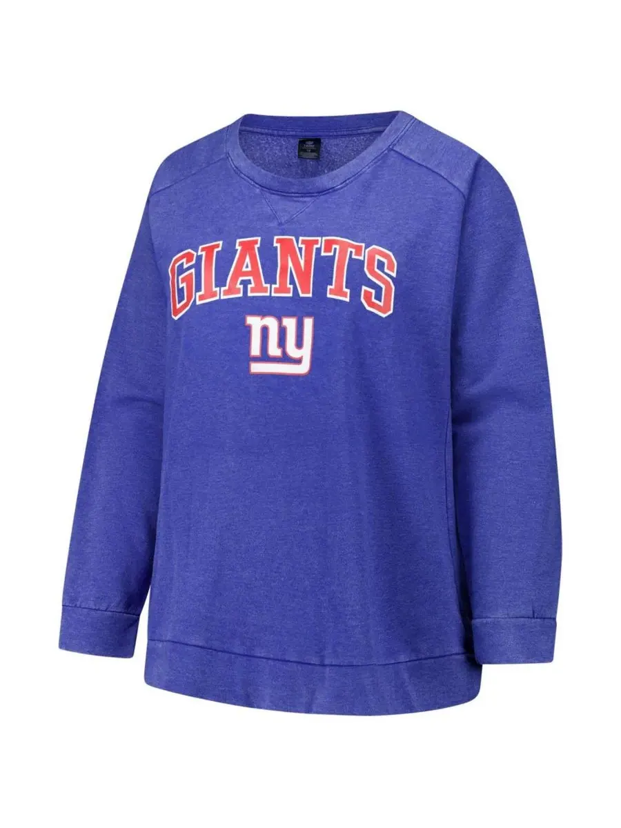Женская толстовка Royal New York Giants больших размеров с эффектом кислотной стирки и рукавами — изображение 3 из 3