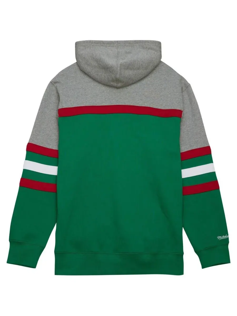 Mitchell & Ness Мужская зеленая/серая толстовка с капюшоном в стиле главного тренера команды — изображение 3 из 4