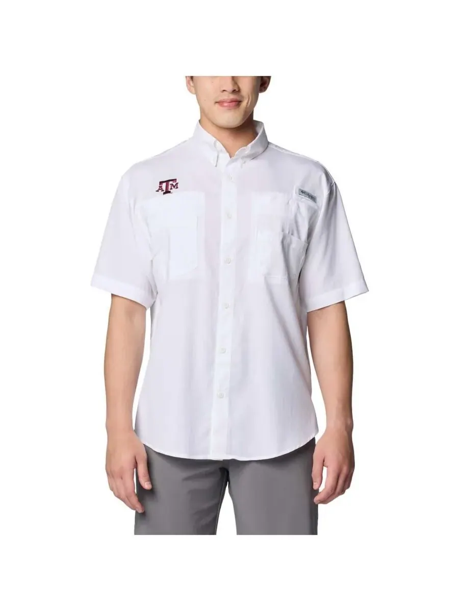 Columbia Мужская белая рубашка Texas A & M Aggies PFG Tamiami Omni-Shade на пуговицах — изображение 1 из 2, белый