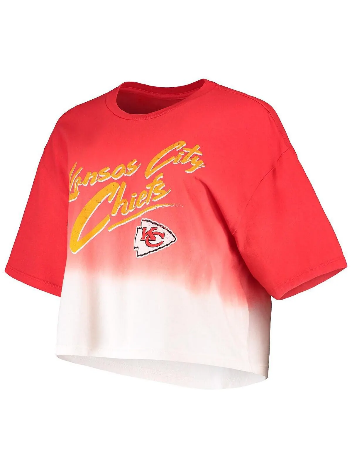 Женские нитки Патрик Махоумс Красно-белая футболка Kansas City Chiefs с капельным красителем Имя и — изображение 2 из 3