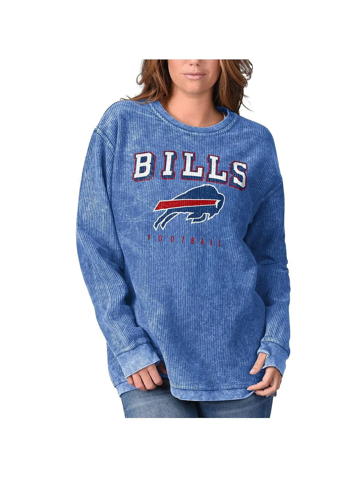 Удобный вельветовый пуловер для женщин Royal Buffalo Bills G-III 4Her by Carl Banks — изображение 1 из 2, королевский