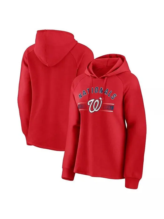 Женский красный пуловер с капюшоном Washington Nationals Perfect Play реглан Fanatics — изображение 1 из 3