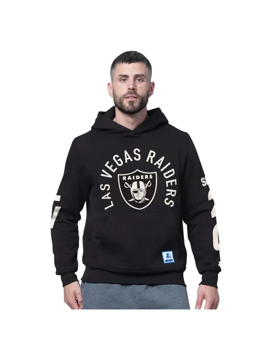 Starter Мужская черная флисовая толстовка с капюшоном Las Vegas Raiders Handoff — изображение 1 из 2, черный