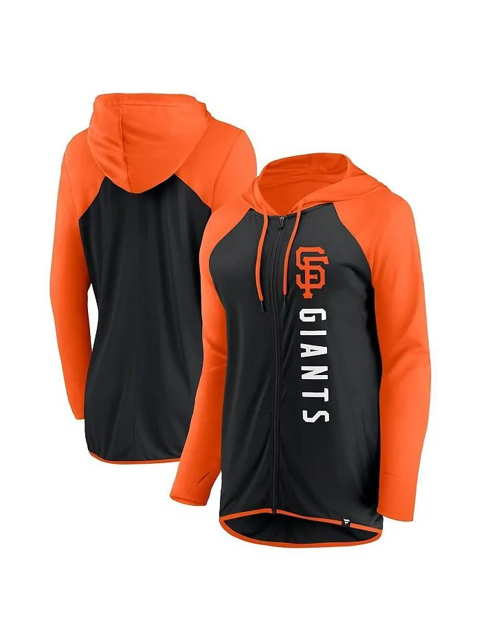 Женская фирменная черная, оранжевая куртка с капюшоном San Francisco Giants Forever Fan с молнией
