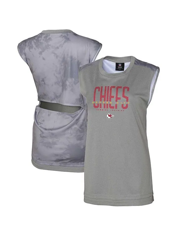 Женская серая майка Kansas City Chiefs No Sweat Outerstuff — изображение 1 из 3, серый