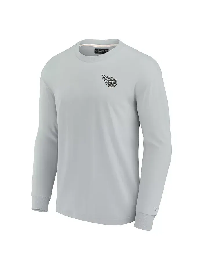 Мужская и женская серая супермягкая футболка с длинным рукавом Tennessee Titans Fanatics Signature — изображение 2 из 3