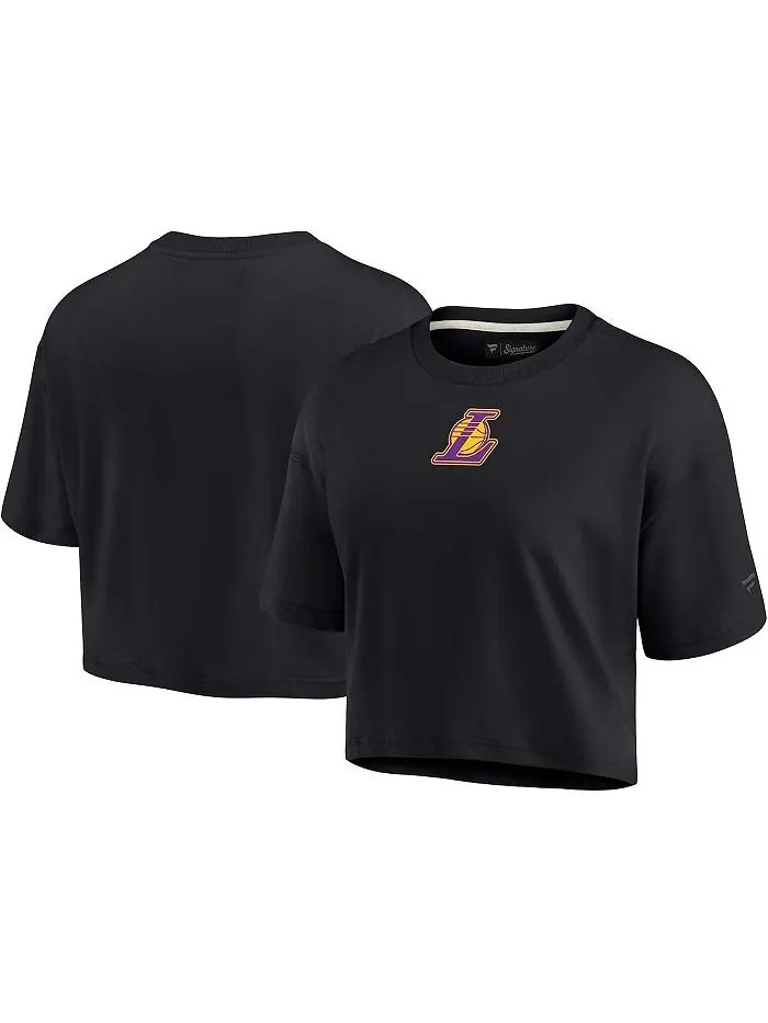 Женская черная укороченная футболка супермягкого силуэта Los Angeles Lakers Fanatics Signature — изображение 1 из 3, черный