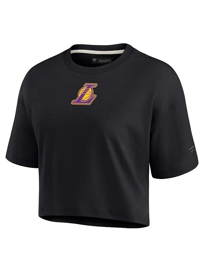Женская черная укороченная футболка супермягкого силуэта Los Angeles Lakers Fanatics Signature — изображение 2 из 3, черный