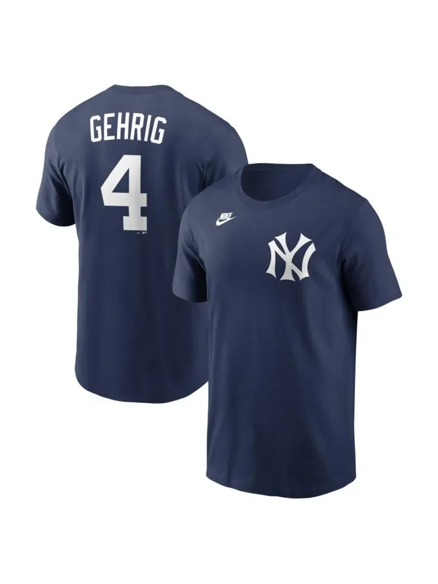 Мужская футболка Lou Gehrig Navy New York Yankees Cooperstown Collection с именем и номером игрока — изображение 1 из 3