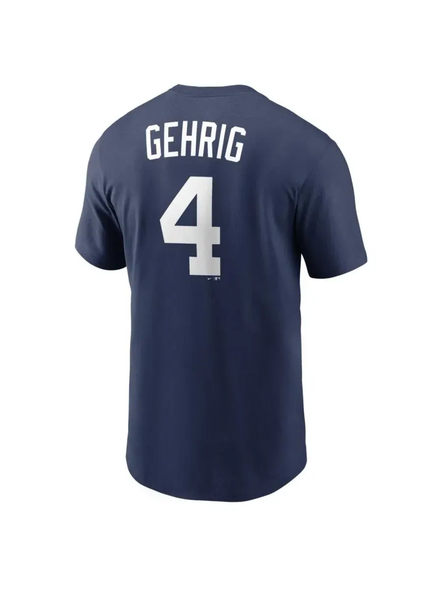 Мужская футболка Lou Gehrig Navy New York Yankees Cooperstown Collection с именем и номером игрока — изображение 3 из 3