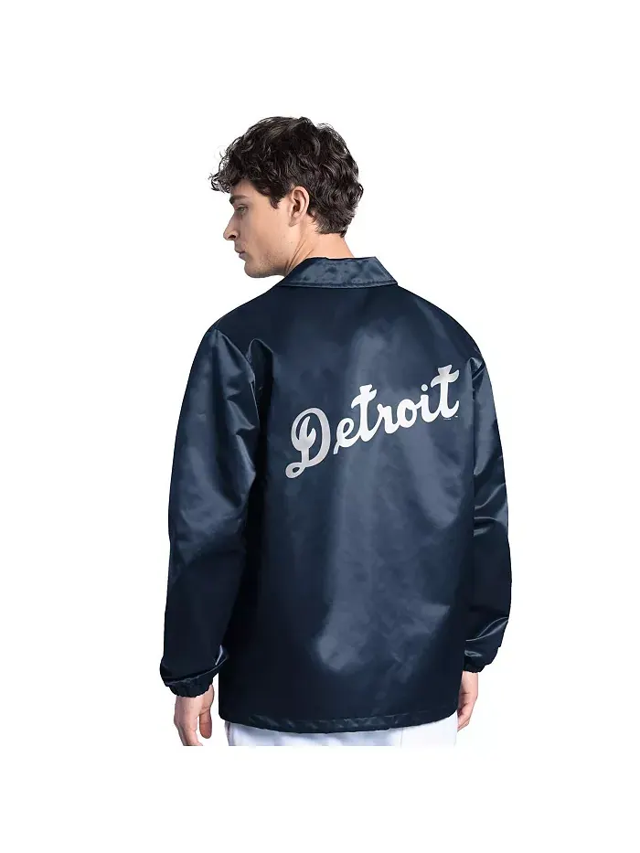 Мужская тренерская куртка на молнии Detroit Tigers Cooperstown Collection Point Man в синем цвете — изображение 2 из 3